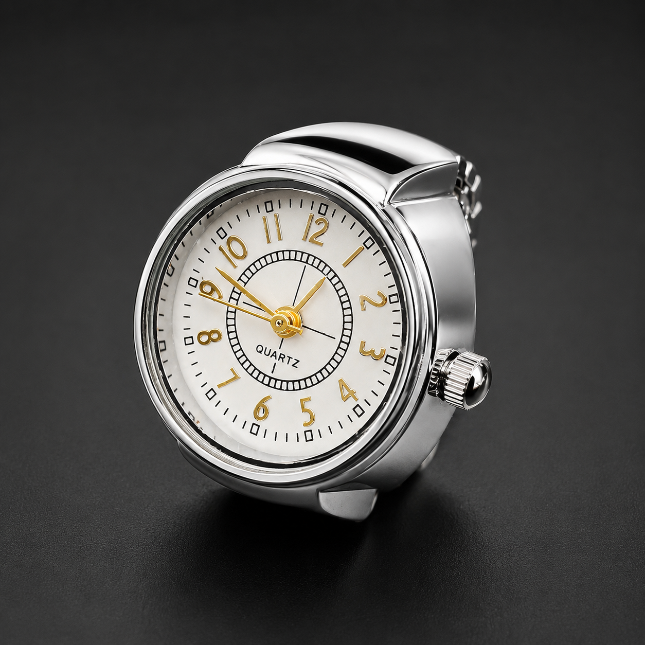 Reloj Anillo Vintage Unisex Digital de Cuarzo Ajustable Color Plata
